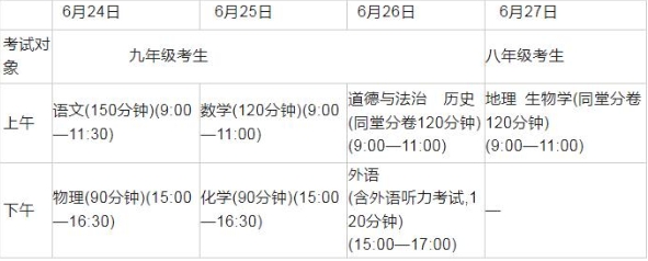 广西中考考试时间 广西中考考试时间