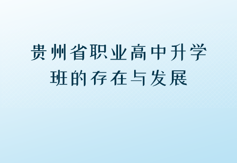 贵州省职业高中升学班的存在与发展