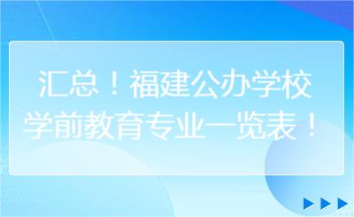 汇总!福建公办学校学前教育专业一览表!