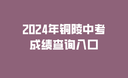 2024年铜陵中考成绩查询入口