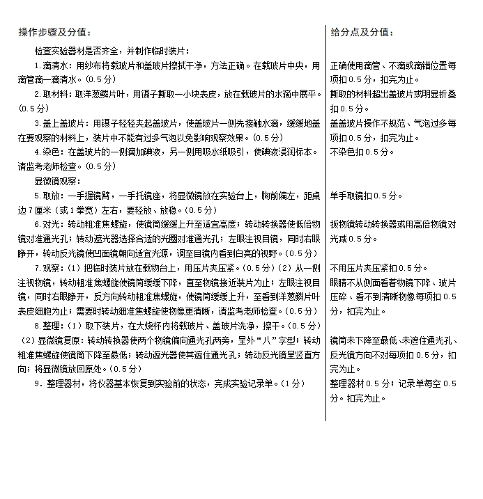 2024年初中学业水平生物学实验操作技能考试试题及评分细则廊坊.png