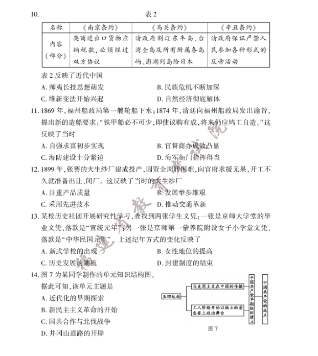 2023年福建中考历史真题试卷