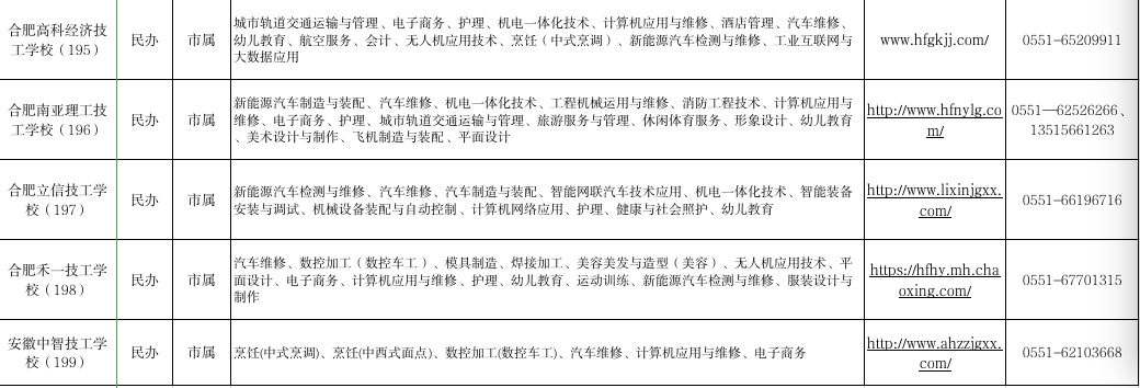 合肥技工学校名单