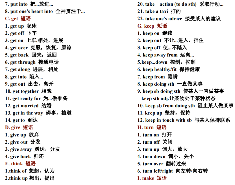 中考必备英语词汇