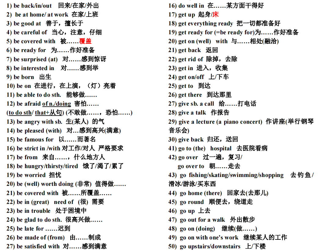 中考必备英语词汇