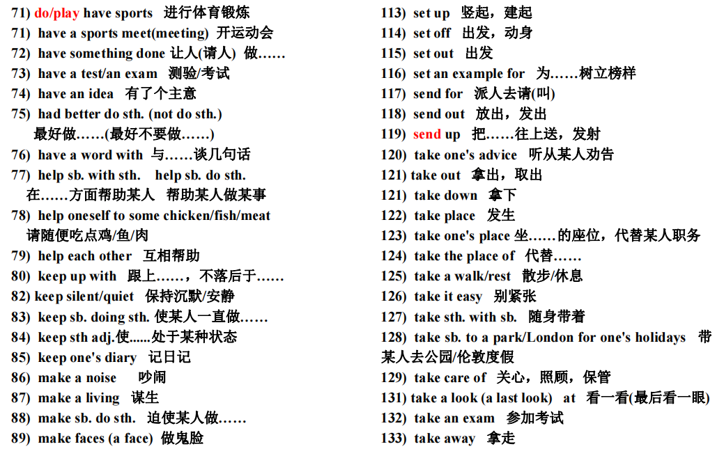 中考必备英语词汇