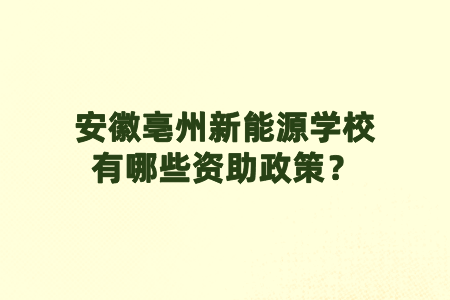 安徽亳州新能源学校有哪些资助政策?