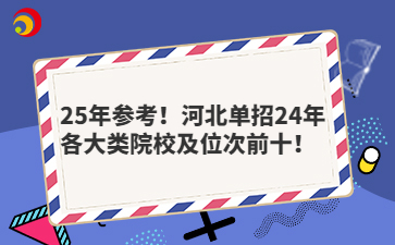 25年参考！河北单招24年各大类院校及位次前十！