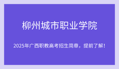 2025年柳州城市职业学院单招培训招生简章!