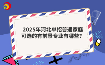 2025年河北单招普通家庭可选的有前景专业有哪些？