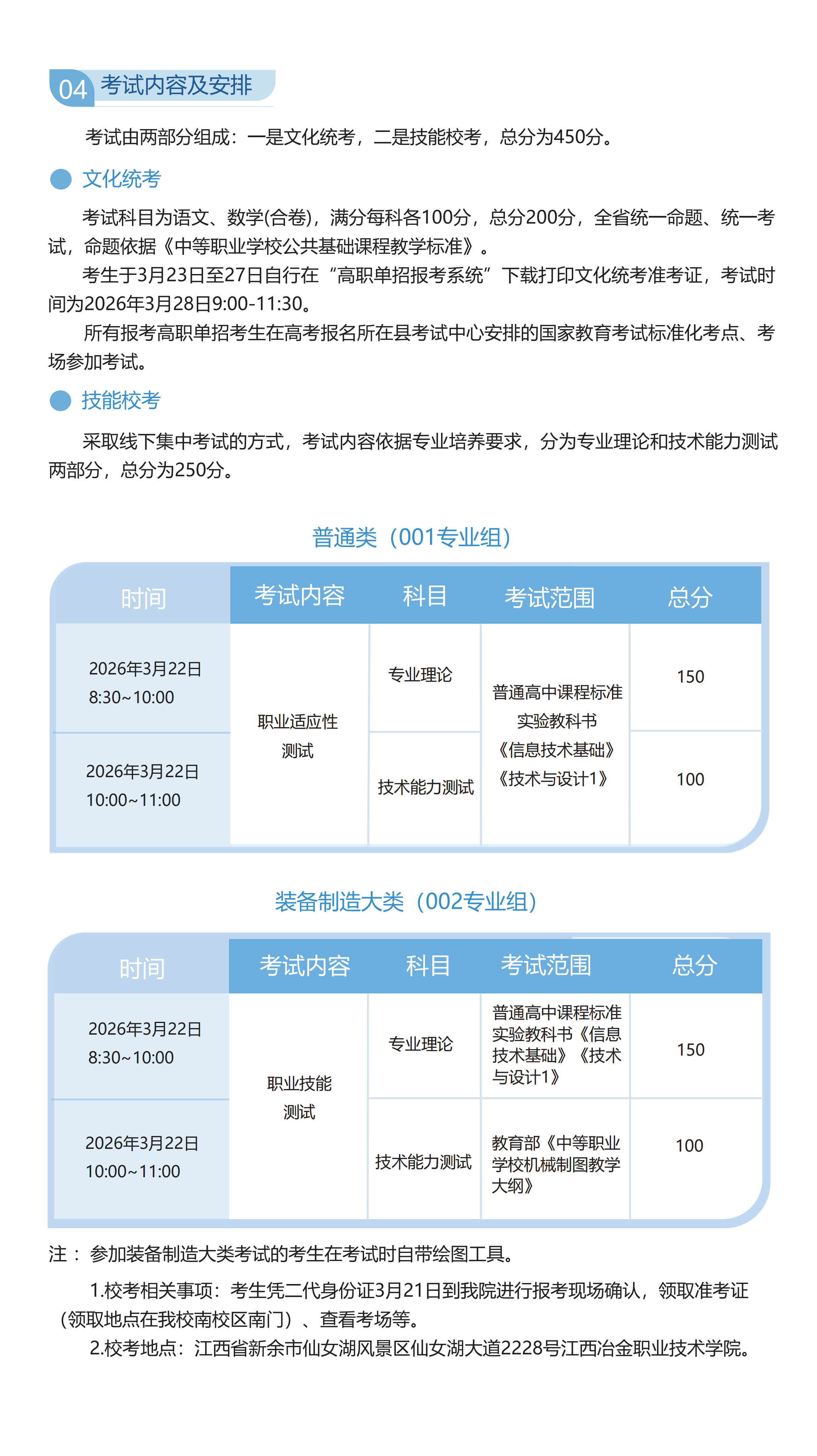 江西冶金职业技术学院2026年单招简章